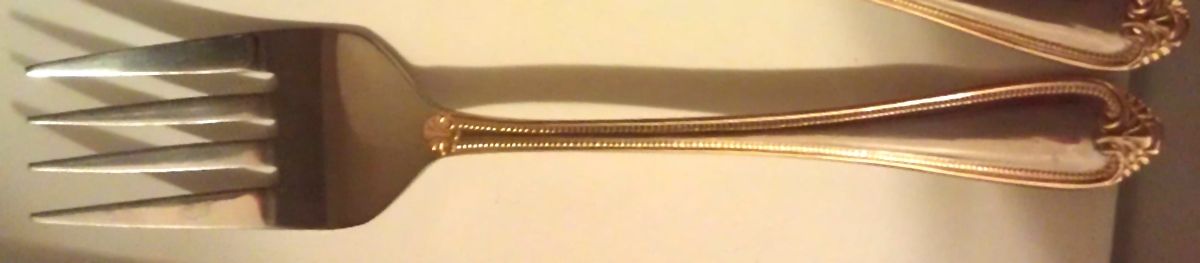HSV140 (Stainless, Gold Accents) Medium Solid Cold Meat Serving Fork by Hampton Silversmiths-1