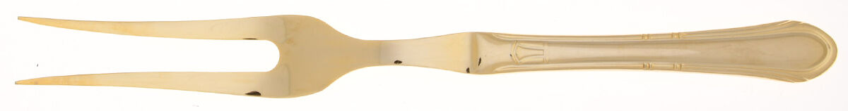 HSV149 (Gold Electroplate) Small Steak Carving Fork with Stainless Prongs by Hampton Silversmiths-1