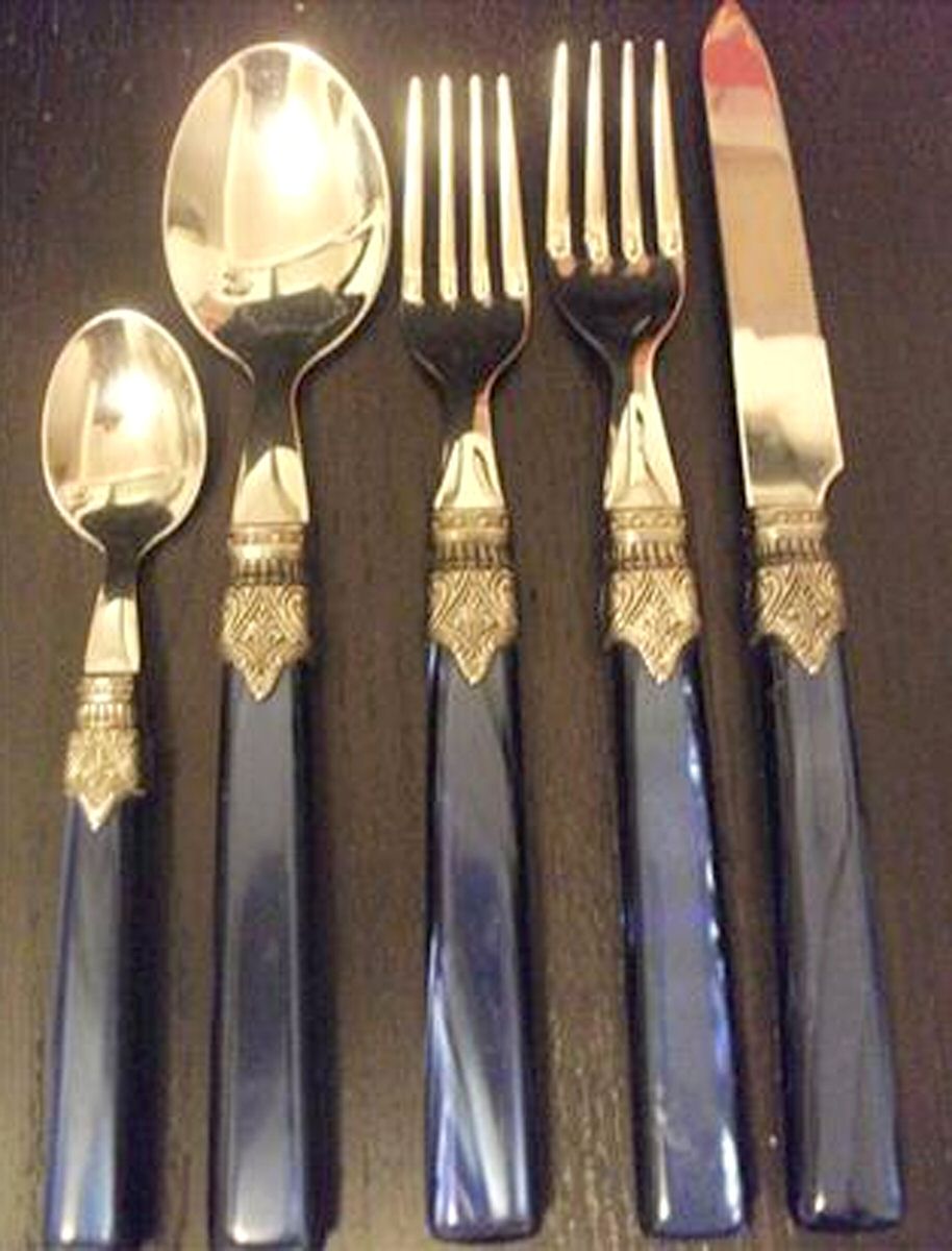Tosca-Blue (Stainless) Teaspoon by Horchow-1