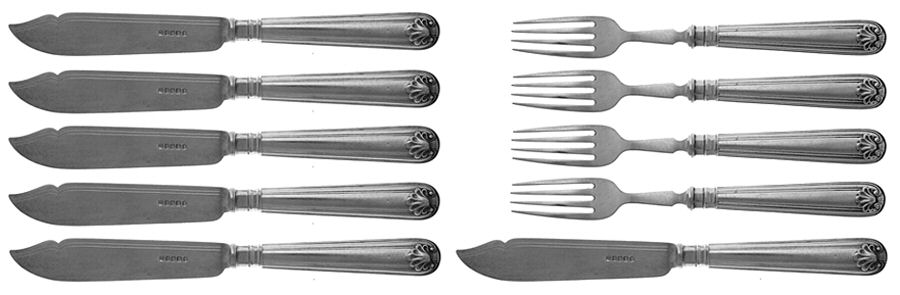 HBW8 (Silverplate) 10 Piece Individual Fish Set by Harrison Bros & Howson-1