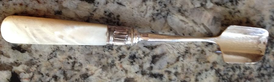 Pearl Handle 7 (Silverplate) Cheese Scoop with Silverplate Scoop by Harrison Bros & Howson-1