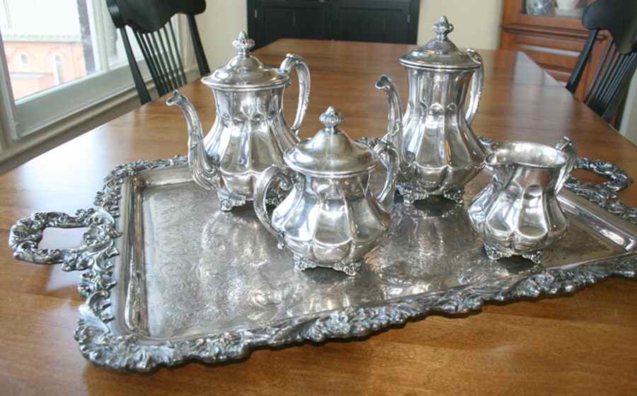 3628 (Silverplate, Hollowware) (4 Piece) Silverplate Tea Set by Homan-1