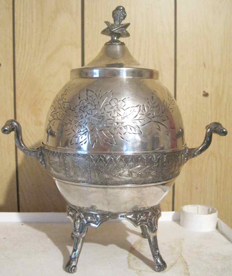 508 (Silverplate, Hollowware) Round Covered Butter Dish & Strainer by Homan-1