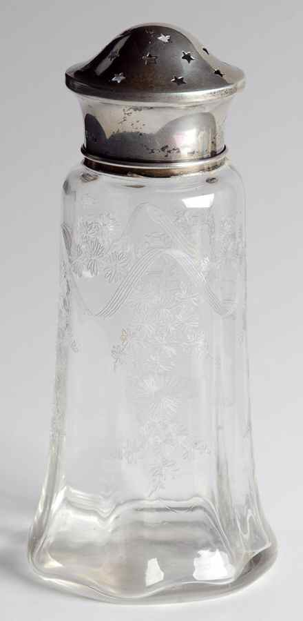 H2M1 (Sterling, Hollowware) Crystal Sugar Shaker with Sterling Lid by H S Murdoch-1