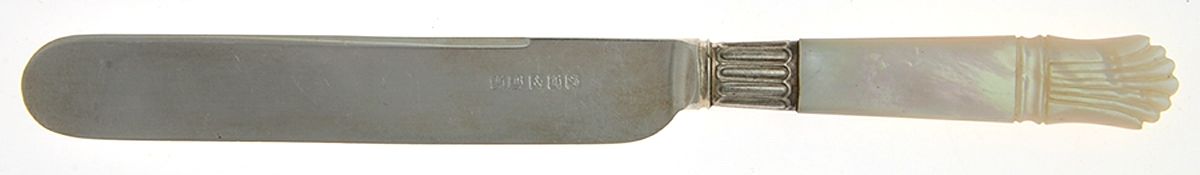 Pearl Handle 9 (Silverplate) Dessert Knife with Silverplate Blade by Harrison Bros & Howson-1