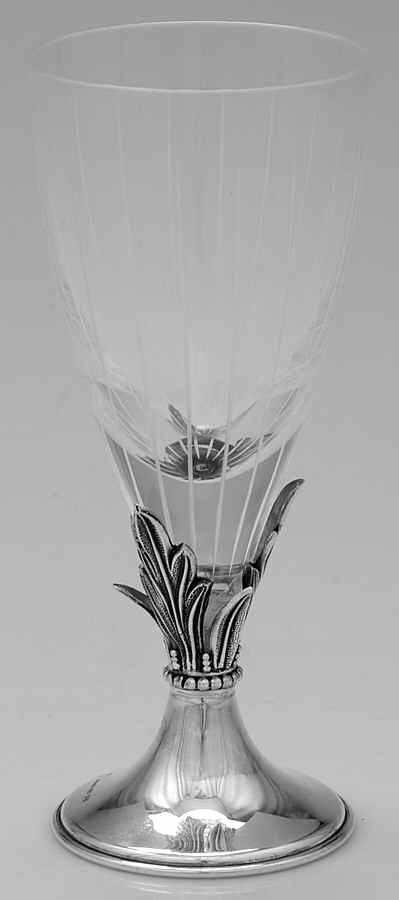 Logus (Sterling, Hollowware) Goblet w/ Sterling Stem & Base, Crystal Bowl by Hazorfim-Israel-1