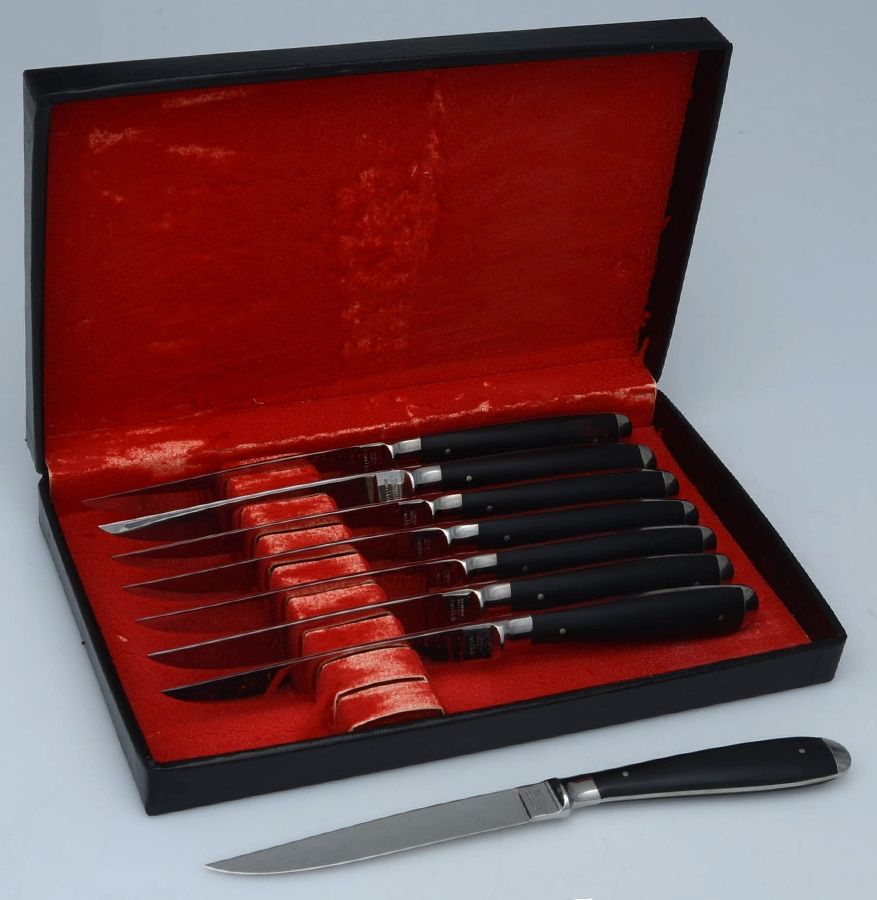 Stainless Flatware (Set of 8) Individual Steak Knives & Case by Hoffritz-1