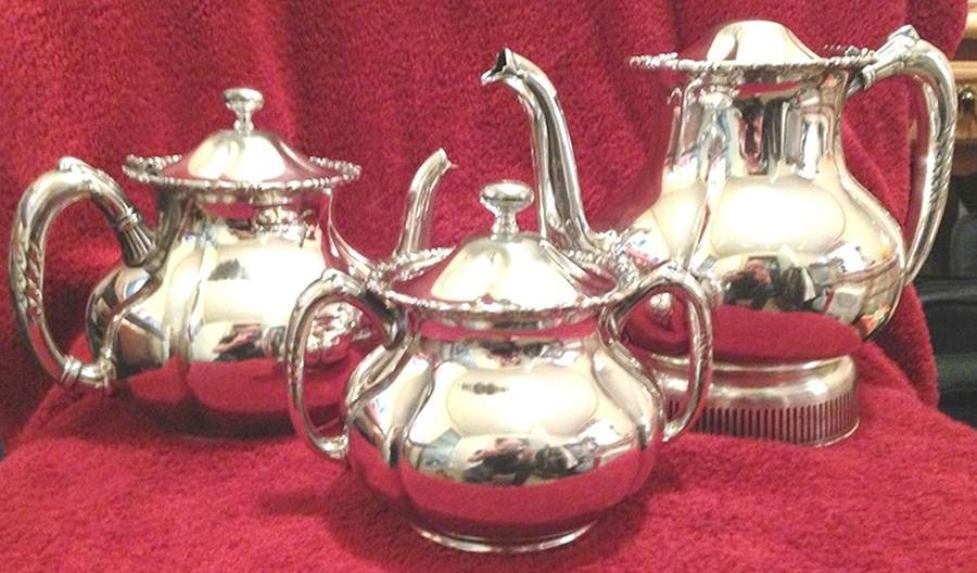 2421 (Silverplate, Hollowware) (4 Piece) Silverplate Tea Set by Hartford-1