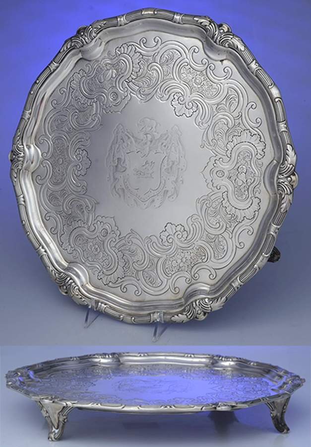 Sterling Hollowware 15" 4 Toed Round Tray by Hannam&Crouch-1