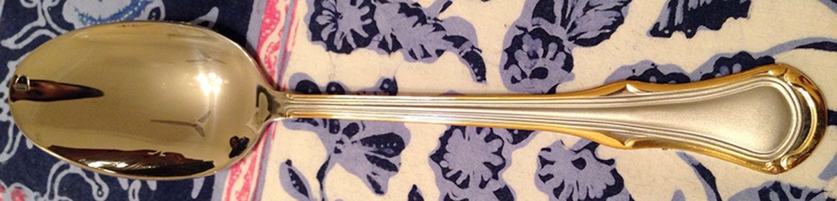 HEN78 (Stainless, Gold Accents) Tablespoon (Serving Spoon) by J A Henckels (Zwilling)-1