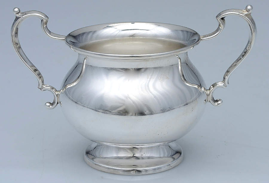 151 (Sterling, Hollowware) Mini Open Sugar Bowl by Hunt Silver Co-1