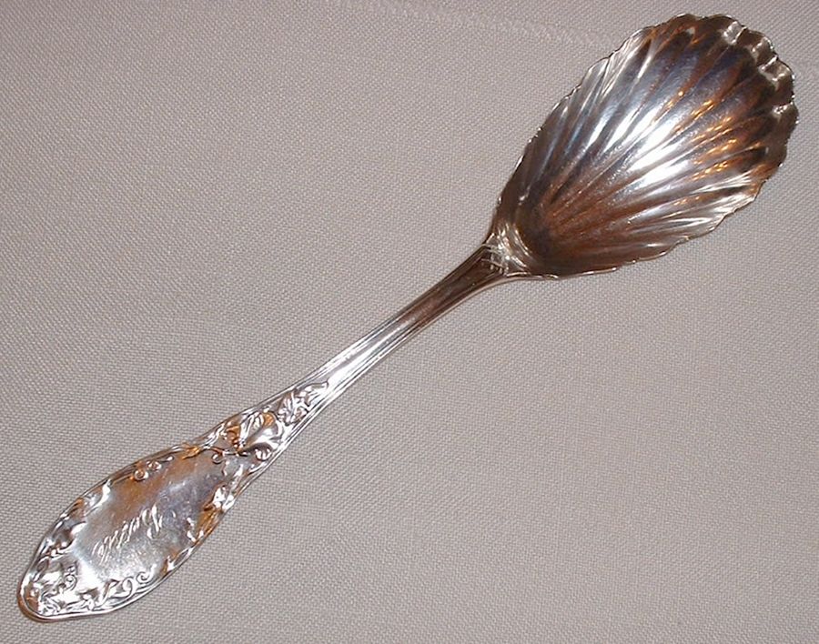 Morning Glory (Coin) Solid Smooth Berry/Casserole Spoon by Henry Hebbard-1