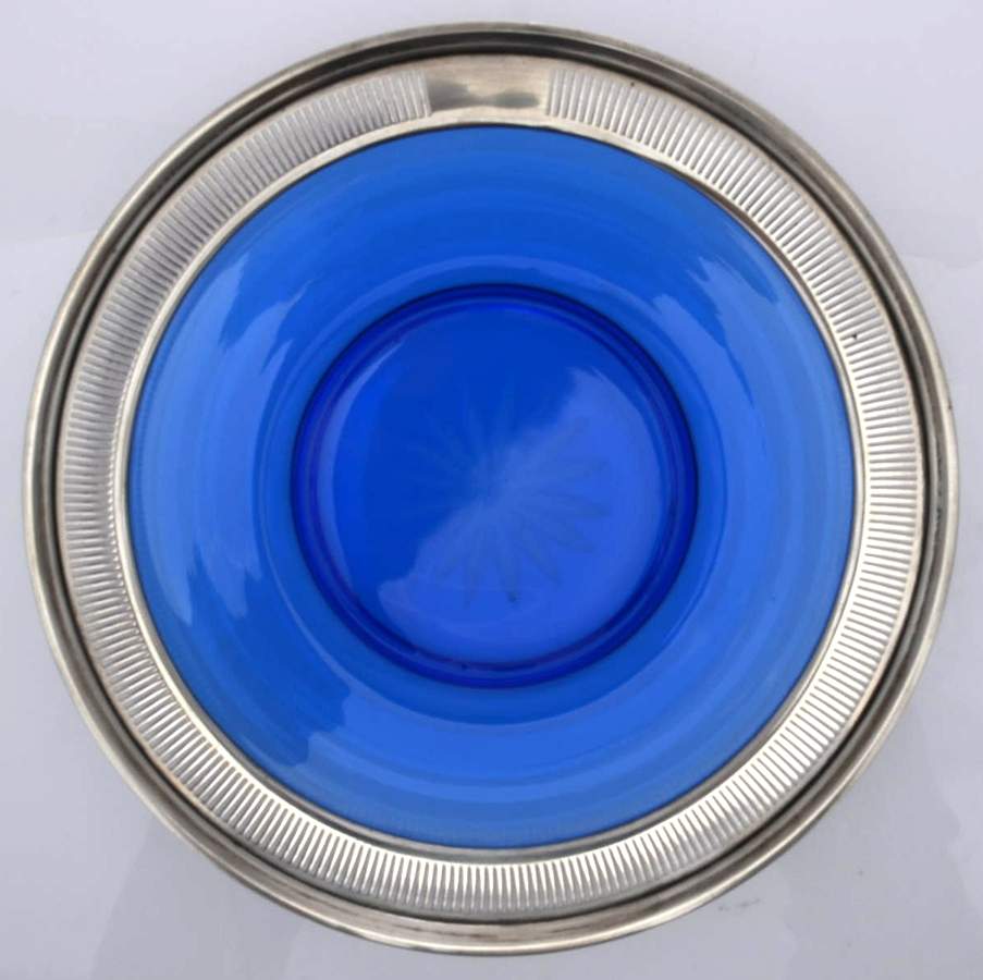 251 (Sterling, Hollowware) 7" Cobalt Plate with Silver Rim by George A Henckel-1