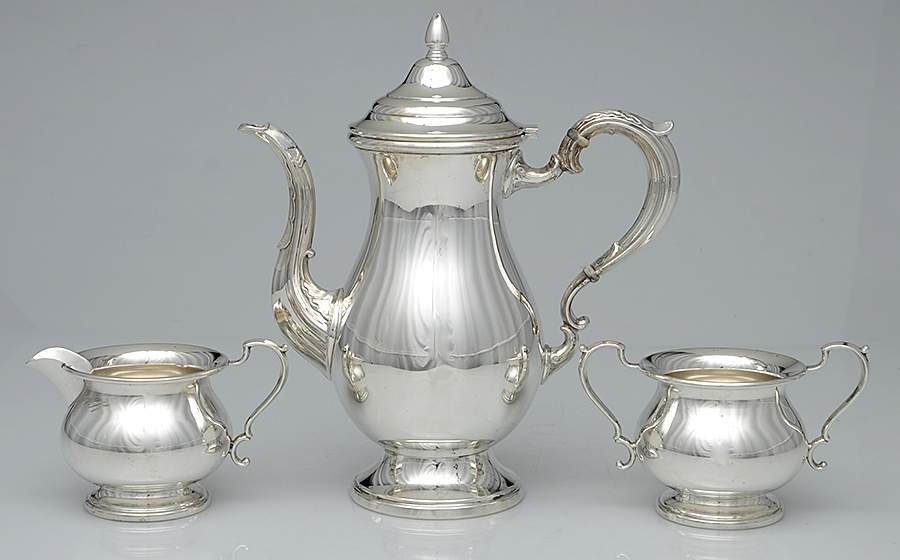 156 (Sterling, Hollowware) 3 Pc Coffee Set (SCP, SCR & SSUO) by Hartford Sterling Co-1
