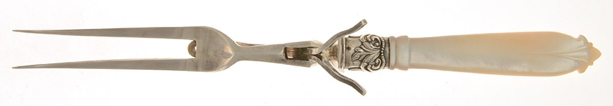 Pearl Handle 1 (Silverplate) Small Steak Carving Fork with Stainless Prongs by Henry Bosworth-1