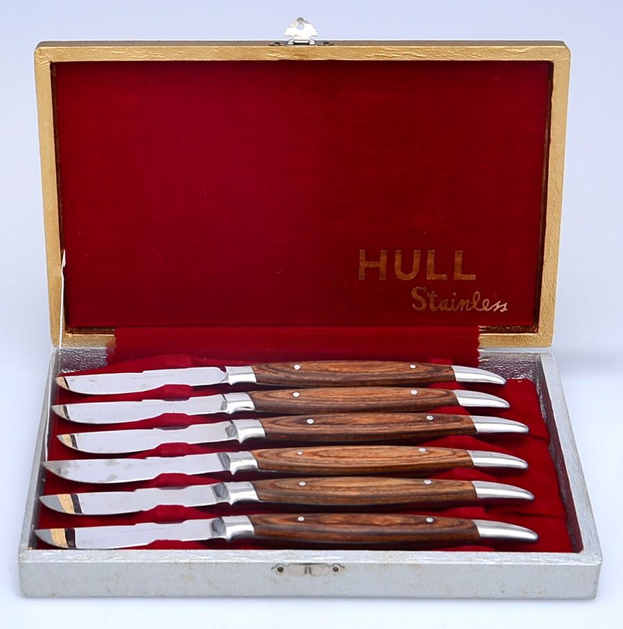 HUS26 (Stainless) (Set of 6) Individual Steak Knives & Case by Hull-1