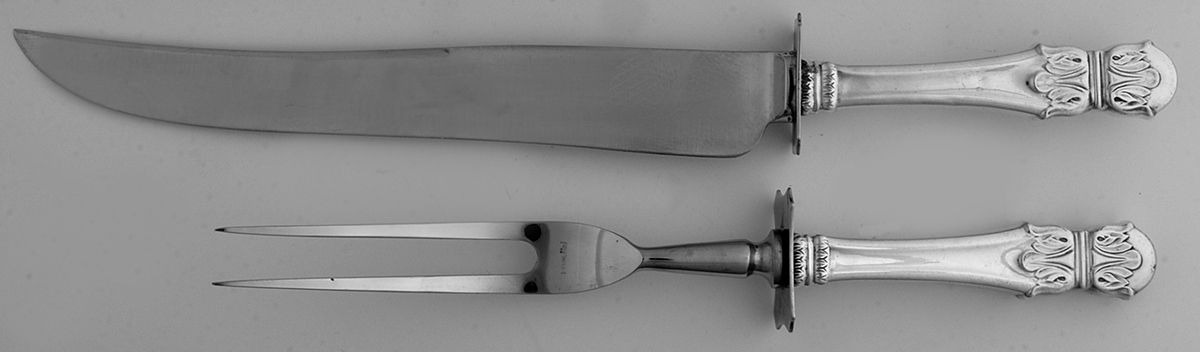 HAS4 (Sterling) Large 2-Piece Roast Carving Set w/Stainless Blade by Hallmark-1