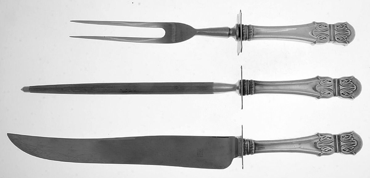 HAS4 (Sterling) Large 3-Piece Roast Carving Set w/ Stainless Blade by Hallmark-1