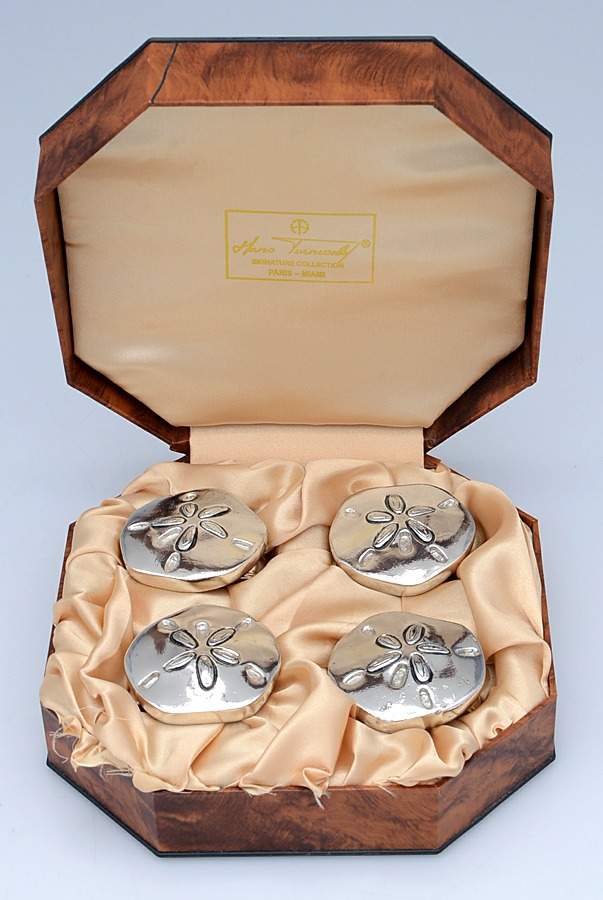 Sand Dollar (Slvp, Hollowware) Napkin Ring - Set of 4 with Case by Hans Turnwald-1