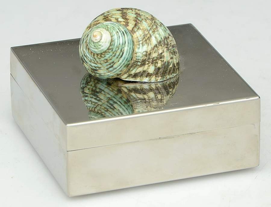 Shell (Silverplate, Hollowware) Box with Hinged Lid by Hans Turnwald-1