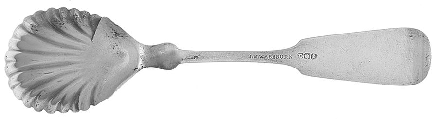 Coin Silver Flatware Sugar Shell Spoon by Hall,Hewson &Brower-2