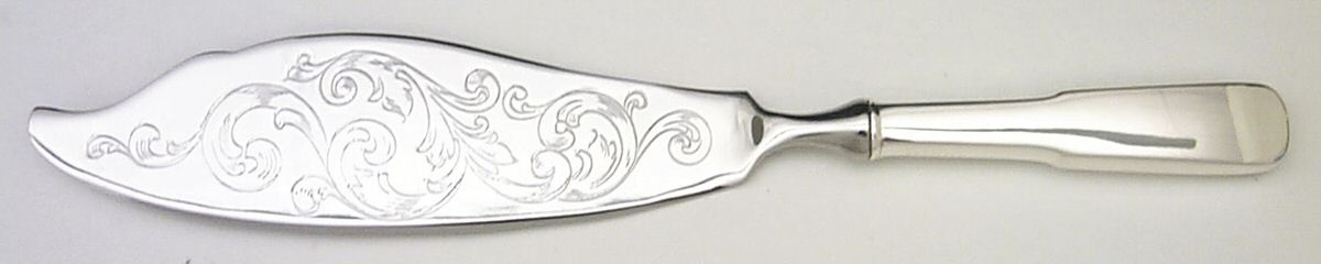 1810 (Sterling, 1930) Engraved Fish Serving Knife-Stainless Blade by International Silver-1
