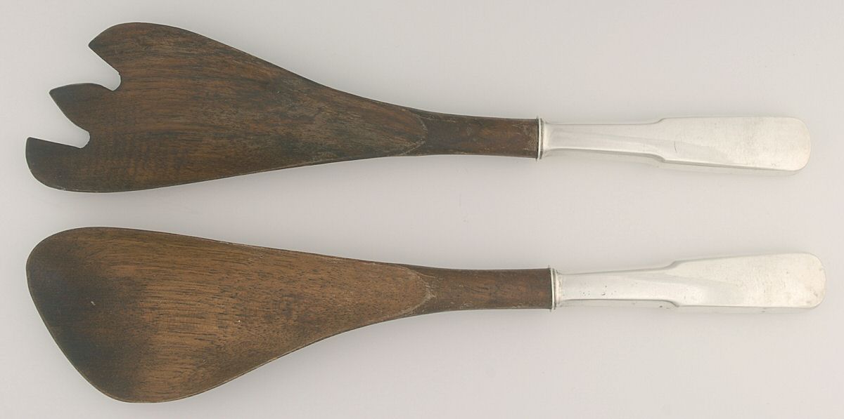 1810 (Sterling, 1930) Wooden Bowl 2 Piece Salad Set by International Silver-1