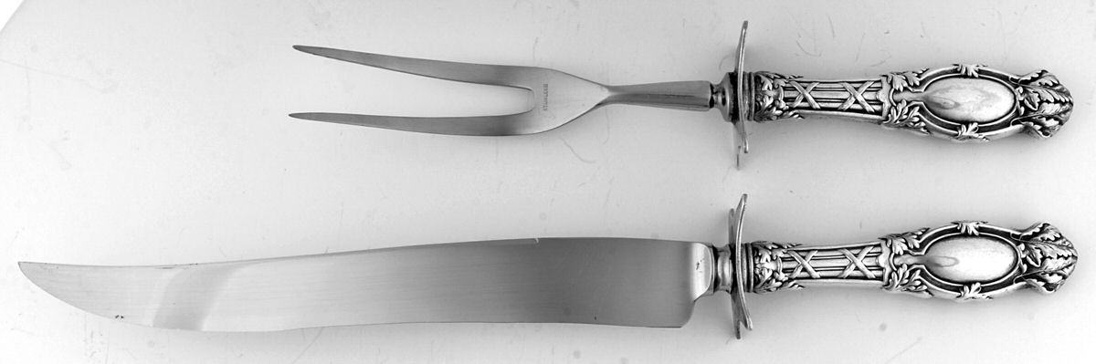 Abbottsford (Sterling, 1907) (2 Pc)Carving Set-Lg Stnbl/Roast w/Sterling Guard by International Silver-1