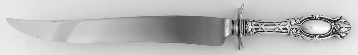 Abbottsford (Sterling, 1907) Large Carving/Roast Knife StnlBl w/Sterling Guard by International Silver-1