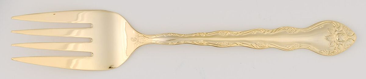 Abbey Rose (Gold Electroplate) Medium Solid Cold Meat Serving Fork by International Silver-1