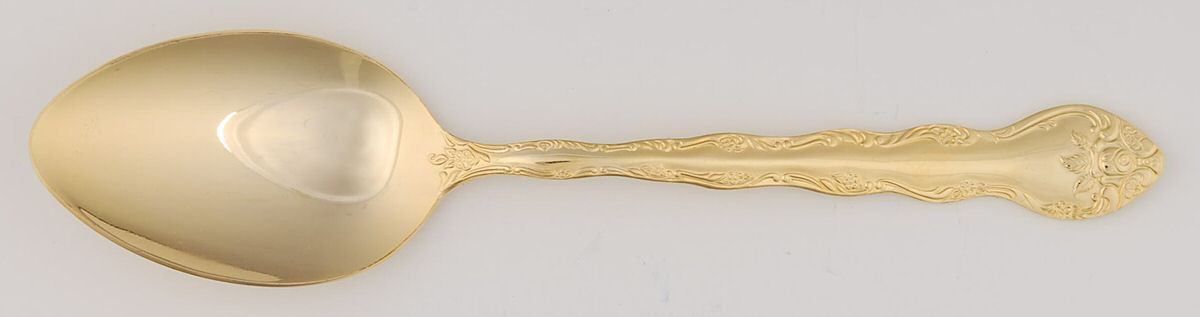 Abbey Rose (Gold Electroplate) Tablespoon (Serving Spoon) by International Silver-1