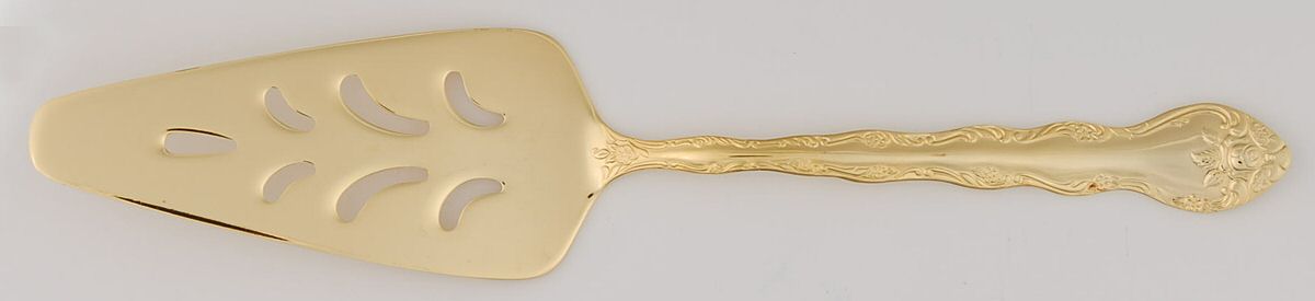 Abbey Rose (Gold Electroplate) Server-Pie/Solid-Pierced by International Silver-1
