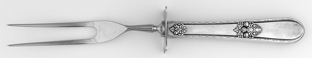 Adoration (Silverplate, No Monograms) Small Steak Carving Fork with Stainless Prongs by International Silver-1