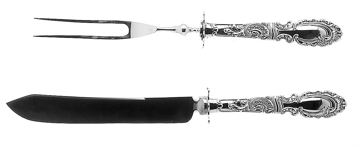 Aldine (Silverplate, 1895) Small Silverplate Blade 2-Piece Steak Carving Set by International Silver-1