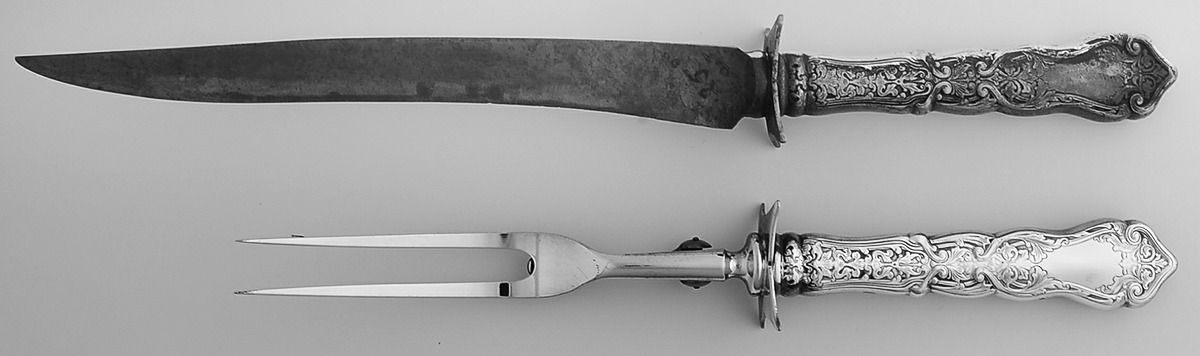 Alhambra (Silverplate, 1907) Large 2-Piece Roast Carving Set w/Stainless Blade by International Silver-1