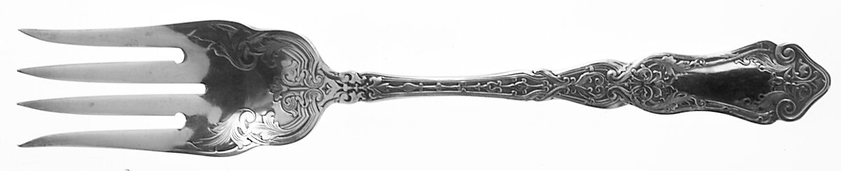 Alhambra (Silverplate, 1907) Medium Solid Cold Meat Serving Fork by International Silver-1