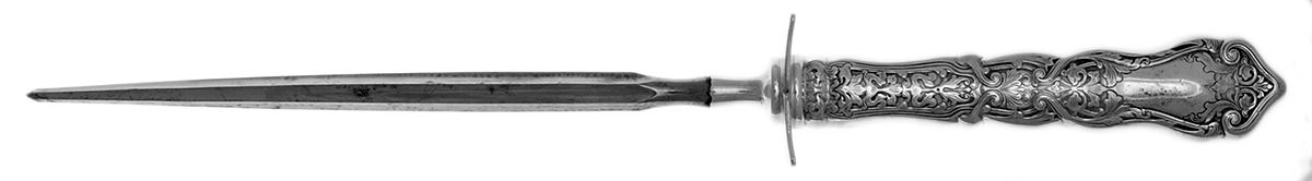 Alhambra (Silverplate, 1907) Large Roast Steel Rod Knife Sharpener by International Silver-1