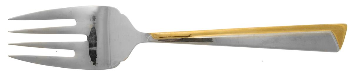 Alliance (Stainless-Gold Accent) Large Solid Cold Meat Serving Fork by International Silver-1
