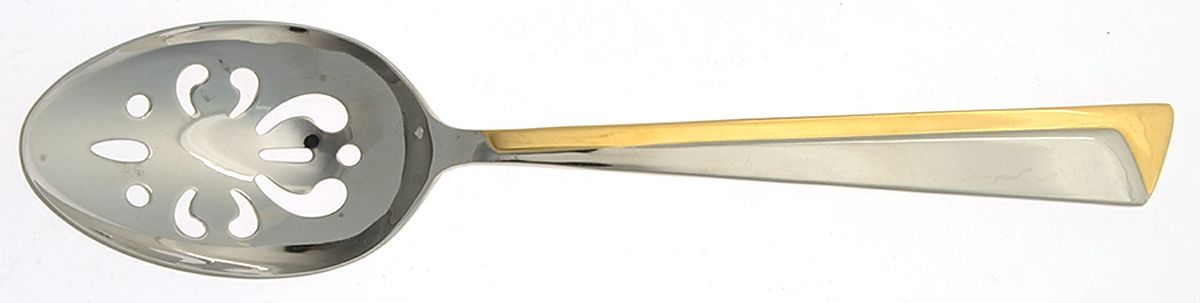 Alliance (Stainless-Gold Accent) Pierced Tablespoon (Serving Spoon) by International Silver-1