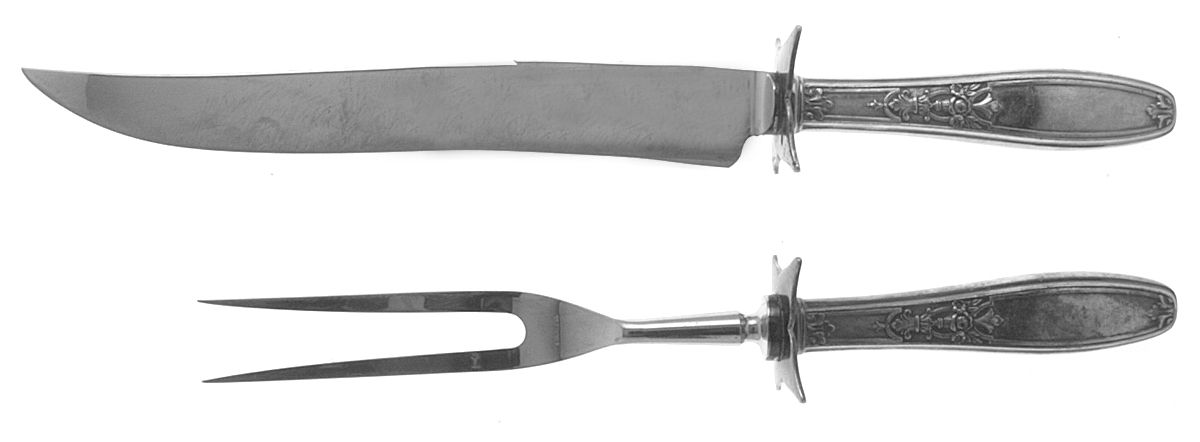 Ambassador (Silverplate, 1919) Large 2-Piece Roast Carving Set w/Stainless Blade by International Silver-1
