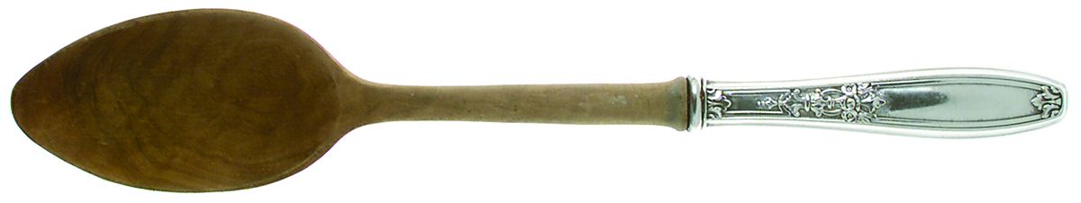 Ambassador (Silverplate, 1919) Salad Serving Spoon with Wooden Bowl by International Silver-1