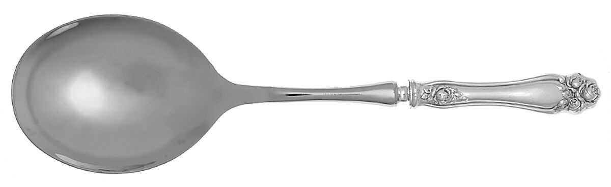 American Beauty Rose (Silverplate, 1909, s) Casserole Spoon with Smooth Stainless Bowl HC by International Silver-1