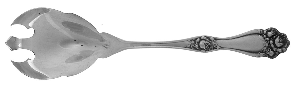 American Beauty Rose (Silverplate, 1909, s) Solid Salad Serving Fork by International Silver-1
