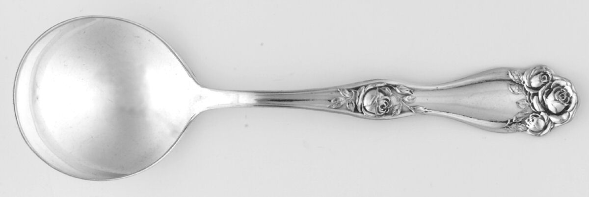 American Beauty Rose (Silverplate, 1909, s) Round Bowl Soup Spoon (Bouillon) by International Silver-1