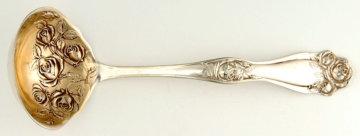 American Beauty Rose (Silverplate, 1909, s) Solid Gravy Ladle by International Silver-1