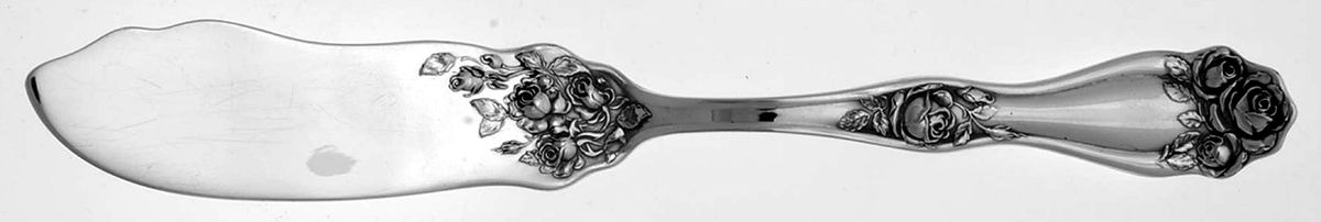 American Beauty Rose (Silverplate, 1909, s) Flat Handle Master Butter Knife by International Silver-1