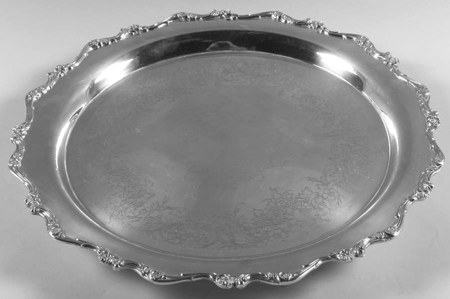 American Rose (Silverplate, Holloware) 15" Footed Round Tray by International Silver-1