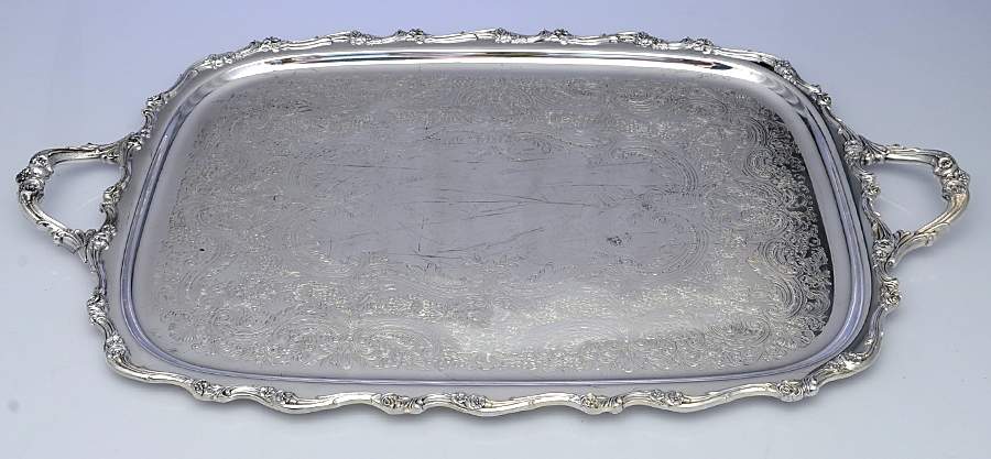 American Rose (Silverplate, Holloware) Large Silverplate Waiter Tray by International Silver-1