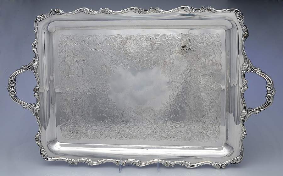 American Rose (Silverplate, Holloware) 20" Waiter Tray by International Silver-1