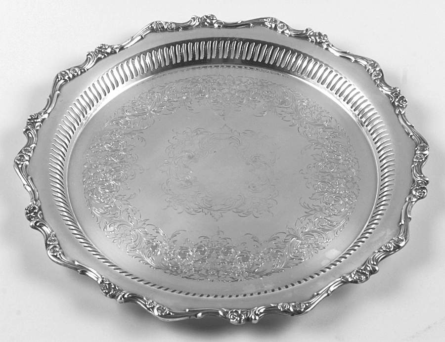 American Rose (Silverplate, Holloware) 13" Pierced Round Tray by International Silver-1